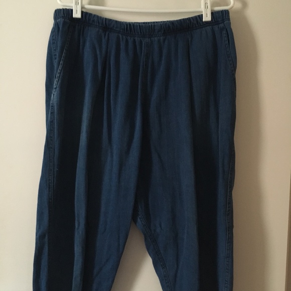UNIVERSAL WORKS Blue Denim Pull On Elasticized Waist Chore Fatigue Pants 30 - Picture 2 of 6
